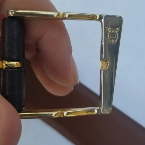 Christian Dior Brown Leather Belt with Gold